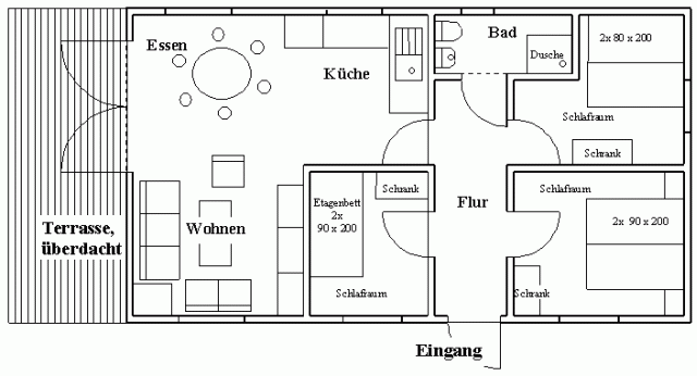 Plattegrond van het vakantiehuis